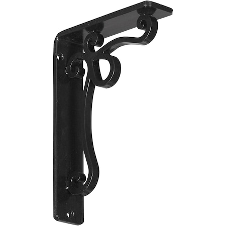 Ekena Millwork Orleans Wrought Iron Bracket, (Single center brace), Powder Coated Black 1 1/2"W x 5 1/2"D x 8"H BKTM01X05X08SOL